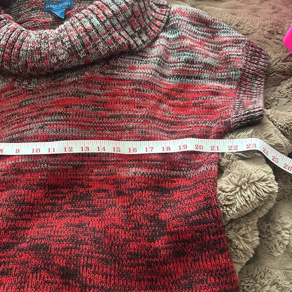 Karen Scott Red and Black Cowl Neck Sweater - Picture 5 of 6